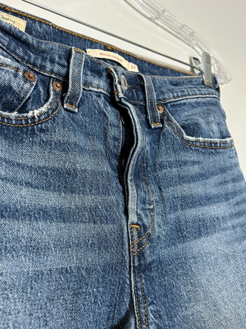Levi's wedgie straight jeans W27 L26 high rise vintage wash waterless denim - Picture 4 of 14